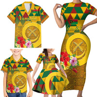 Melanesian Vanuatu Family Matching Short Sleeve Bodycon Dress and Hawaiian Shirt With Tapa Tribal Pattern and Triangle Geometric Tricolor LT03 - Polynesian Pride