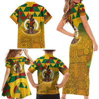 Melanesian Vanuatu Family Matching Short Sleeve Bodycon Dress and Hawaiian Shirt With Tapa Tribal Pattern and Triangle Geometric Tricolor LT03 - Polynesian Pride