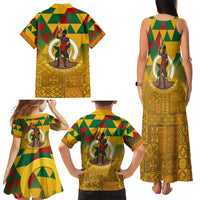 Melanesian Vanuatu Family Matching Tank Maxi Dress and Hawaiian Shirt With Tapa Tribal Pattern and Triangle Geometric Tricolor LT03 - Polynesian Pride