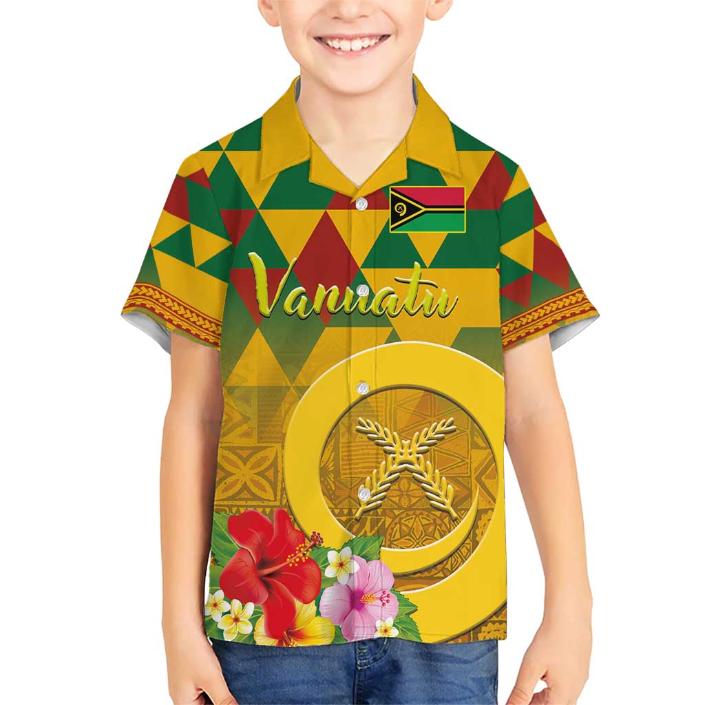 Melanesian Vanuatu Hawaiian Shirt With Tapa Tribal Pattern and Triangle Geometric Tricolor - Polynesian Pride