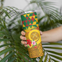 Melanesian Vanuatu Skinny Tumbler With Tapa Tribal Pattern and Triangle Geometric Tricolor LT03 - Polynesian Pride