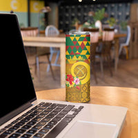 Melanesian Vanuatu Skinny Tumbler With Tapa Tribal Pattern and Triangle Geometric Tricolor LT03 - Polynesian Pride