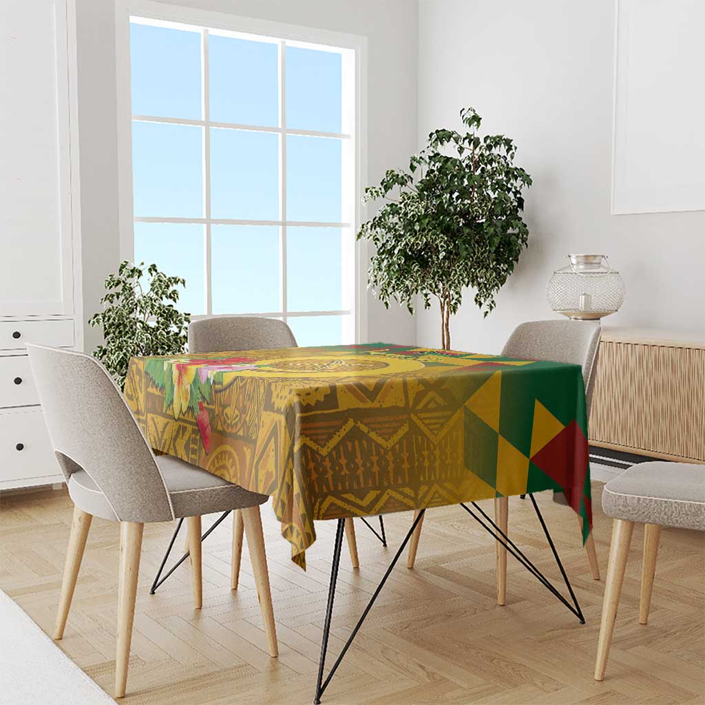 Melanesian Vanuatu Tablecloth With Tapa Tribal Pattern and Triangle Geometric Tricolor - Polynesian Pride