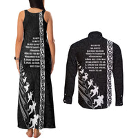 New Zealand Rugby Couples Matching Tank Maxi Dress and Long Sleeve Button Shirts Haka Dance Tribal God Mask Maori Pattern LT03 - Polynesian Pride