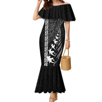 New Zealand Rugby Mermaid Dress Haka Dance Tribal God Mask Maori Pattern LT03 Women Black - Polynesian Pride
