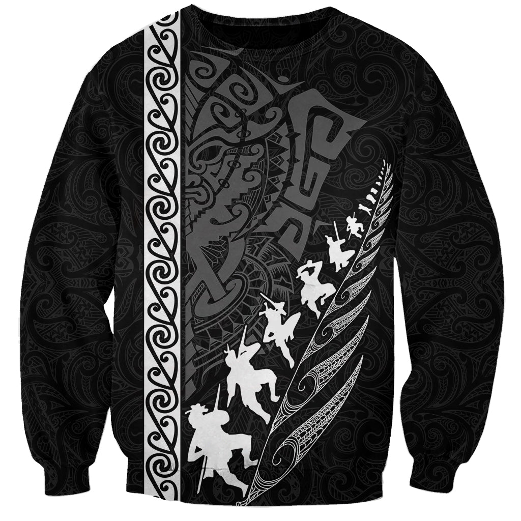 New Zealand Rugby Sweatshirt Haka Dance Tribal God Mask Maori Pattern LT03 Unisex Black - Polynesian Pride
