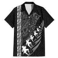 Custom New Zealand Rugby Family Matching Mermaid Dress and Hawaiian Shirt Haka Dance Tribal God Mask Maori Pattern LT03 Dad's Shirt - Short Sleeve Black - Polynesian Pride