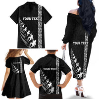 Custom New Zealand Rugby Family Matching Off Shoulder Long Sleeve Dress and Hawaiian Shirt Haka Dance Tribal God Mask Maori Pattern LT03 - Polynesian Pride