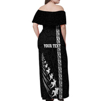 Custom New Zealand Rugby Family Matching Off Shoulder Maxi Dress and Hawaiian Shirt Haka Dance Tribal God Mask Maori Pattern LT03 - Polynesian Pride