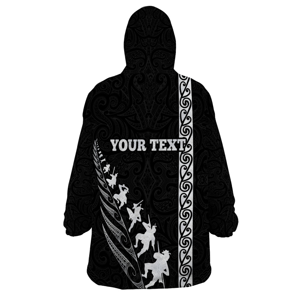 Custom New Zealand Rugby Wearable Blanket Hoodie Haka Dance Tribal God Mask Maori Pattern LT03 - Polynesian Pride