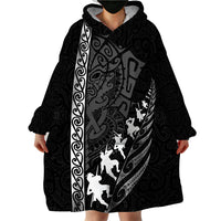 Custom New Zealand Rugby Wearable Blanket Hoodie Haka Dance Tribal God Mask Maori Pattern LT03 - Polynesian Pride