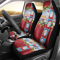 Merry Christmas Car Seat Cover Funny Santa Claus Cards Photo and Polynesian Pattern Red Color LT03 - Polynesian Pride