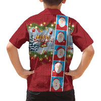 Merry Christmas Family Matching Off Shoulder Maxi Dress and Hawaiian Shirt Funny Santa Claus Cards Photo and Polynesian Pattern Red Color LT03 - Polynesian Pride