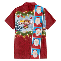 Merry Christmas Family Matching Off Shoulder Maxi Dress and Hawaiian Shirt Funny Santa Claus Cards Photo and Polynesian Pattern Red Color LT03 - Polynesian Pride