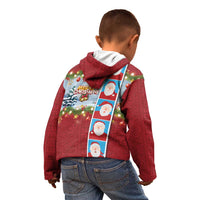 Merry Christmas Kid Hoodie Funny Santa Claus Cards Photo and Polynesian Pattern Red Color LT03 - Polynesian Pride