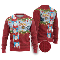 Merry Christmas Ugly Christmas Sweater Funny Santa Claus Cards Photo and Polynesian Pattern Red Color LT03 Red - Polynesian Pride