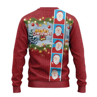 Merry Christmas Ugly Christmas Sweater Funny Santa Claus Cards Photo and Polynesian Pattern Red Color LT03 - Polynesian Pride
