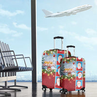 Merry Christmas Luggage Cover Funny Santa Claus Cards Photo and Polynesian Pattern Red Color LT03 - Polynesian Pride