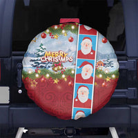 Merry Christmas Spare Tire Cover Funny Santa Claus Cards Photo and Polynesian Pattern Red Color LT03 - Polynesian Pride