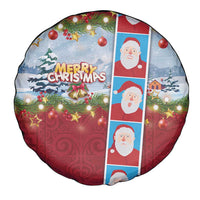 Merry Christmas Spare Tire Cover Funny Santa Claus Cards Photo and Polynesian Pattern Red Color LT03 - Polynesian Pride