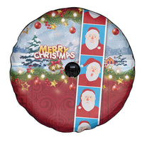 Merry Christmas Spare Tire Cover Funny Santa Claus Cards Photo and Polynesian Pattern Red Color LT03 - Polynesian Pride