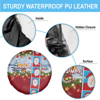 Merry Christmas Spare Tire Cover Funny Santa Claus Cards Photo and Polynesian Pattern Red Color LT03 - Polynesian Pride