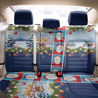 Merry Christmas Back Car Seat Cover Funny Santa Claus Cards Photo and Polynesian Pattern Blue Color LT03 - Polynesian Pride