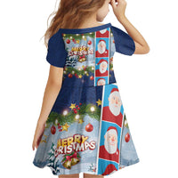 Merry Christmas Family Matching Long Sleeve Bodycon Dress and Hawaiian Shirt Funny Santa Claus Cards Photo and Polynesian Pattern Blue Color LT03 - Polynesian Pride
