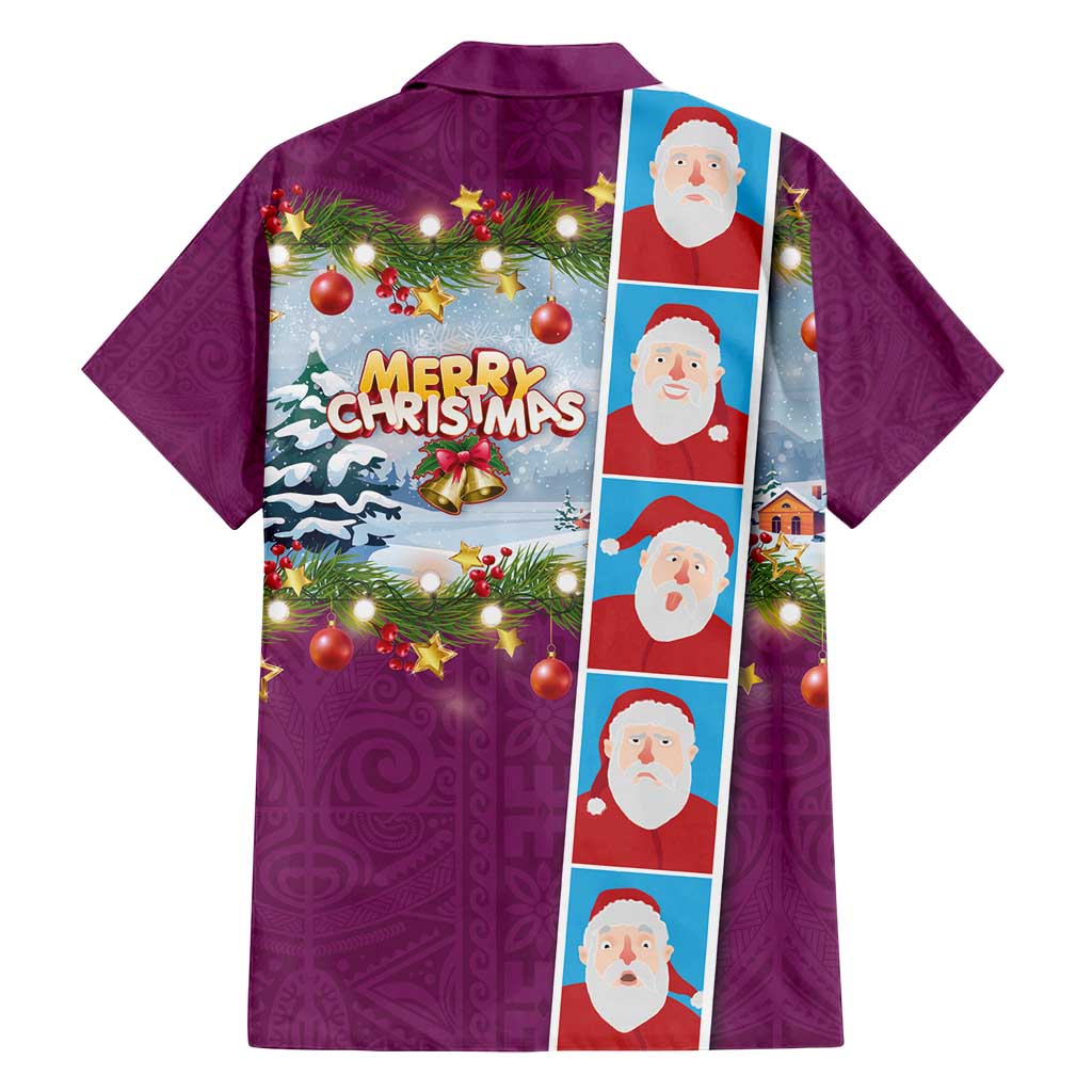 Merry Christmas Family Matching Long Sleeve Bodycon Dress and Hawaiian Shirt Funny Santa Claus Cards Photo and Polynesian Pattern Pink Color LT03 - Polynesian Pride