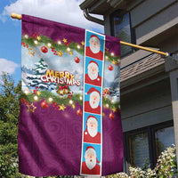 Merry Christmas Garden Flag Funny Santa Claus Cards Photo and Polynesian Pattern Pink Color LT03 - Polynesian Pride