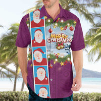 Merry Christmas Hawaiian Shirt Funny Santa Claus Cards Photo and Polynesian Pattern Pink Color LT03 - Polynesian Pride