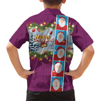 Merry Christmas Hawaiian Shirt Funny Santa Claus Cards Photo and Polynesian Pattern Pink Color LT03 - Polynesian Pride