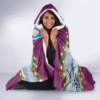 Merry Christmas Hooded Blanket Funny Santa Claus Cards Photo and Polynesian Pattern Pink Color LT03 - Polynesian Pride