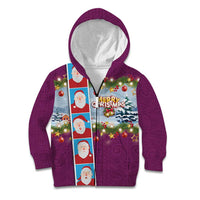 Merry Christmas Kid Hoodie Funny Santa Claus Cards Photo and Polynesian Pattern Pink Color LT03 Zip Hoodie Pink - Polynesian Pride