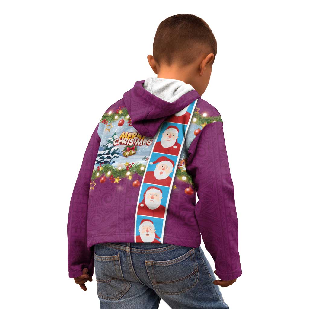 Merry Christmas Kid Hoodie Funny Santa Claus Cards Photo and Polynesian Pattern Pink Color LT03 - Polynesian Pride