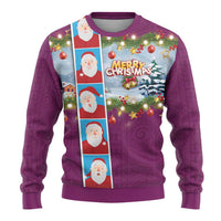 Merry Christmas Ugly Christmas Sweater Funny Santa Claus Cards Photo and Polynesian Pattern Pink Color LT03 - Polynesian Pride