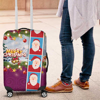 Merry Christmas Luggage Cover Funny Santa Claus Cards Photo and Polynesian Pattern Pink Color LT03 Pink - Polynesian Pride