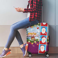 Merry Christmas Luggage Cover Funny Santa Claus Cards Photo and Polynesian Pattern Pink Color LT03 - Polynesian Pride