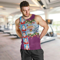 Merry Christmas Men Tank Top Funny Santa Claus Cards Photo and Polynesian Pattern Pink Color LT03 Pink - Polynesian Pride