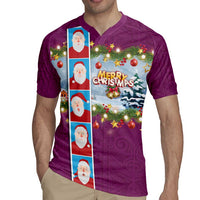 Merry Christmas Rugby Jersey Funny Santa Claus Cards Photo and Polynesian Pattern Pink Color LT03 - Polynesian Pride