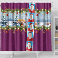 Merry Christmas Shower Curtain Funny Santa Claus Cards Photo and Polynesian Pattern Pink Color LT03 - Polynesian Pride