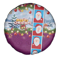 Merry Christmas Spare Tire Cover Funny Santa Claus Cards Photo and Polynesian Pattern Pink Color LT03 - Polynesian Pride