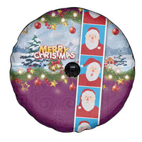 Merry Christmas Spare Tire Cover Funny Santa Claus Cards Photo and Polynesian Pattern Pink Color LT03 - Polynesian Pride