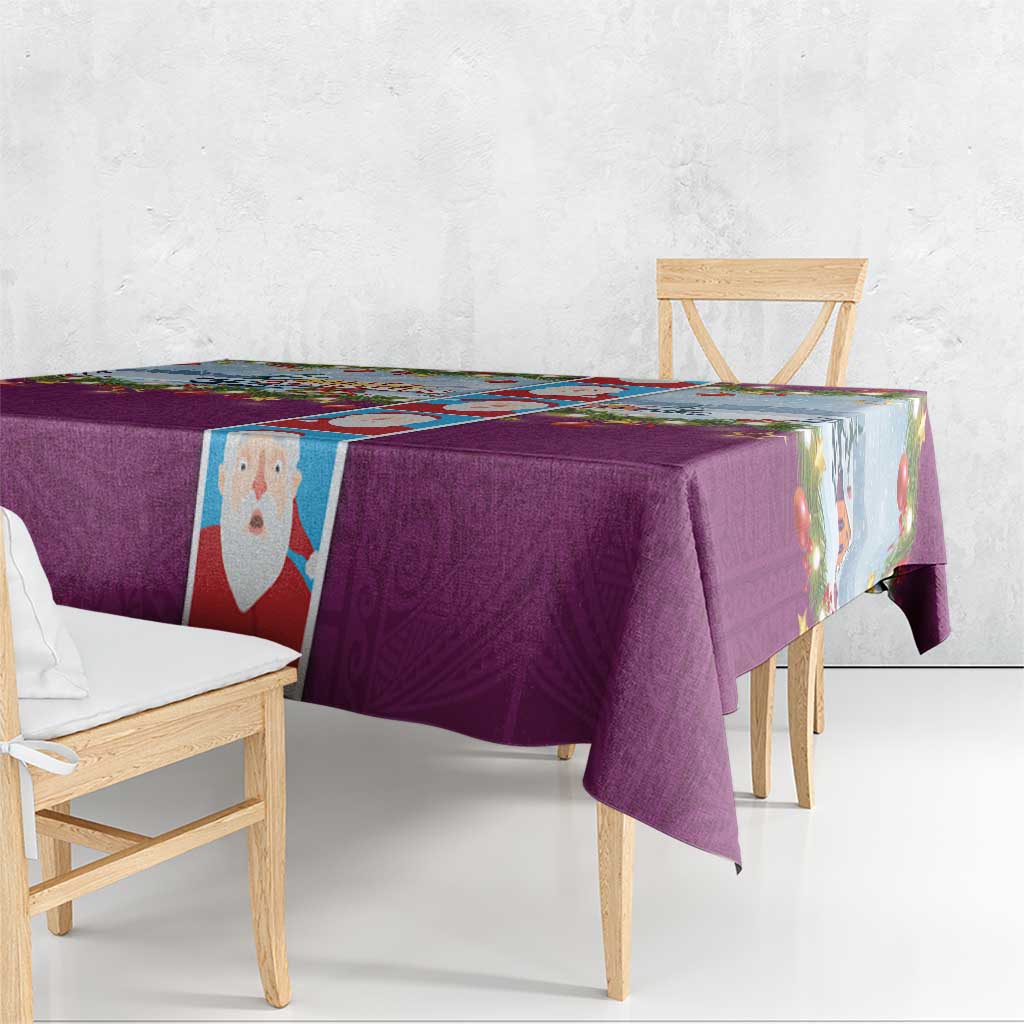 Merry Christmas Tablecloth Funny Santa Claus Cards Photo and Polynesian Pattern Pink Color LT03 - Polynesian Pride