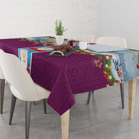 Merry Christmas Tablecloth Funny Santa Claus Cards Photo and Polynesian Pattern Pink Color LT03 - Polynesian Pride