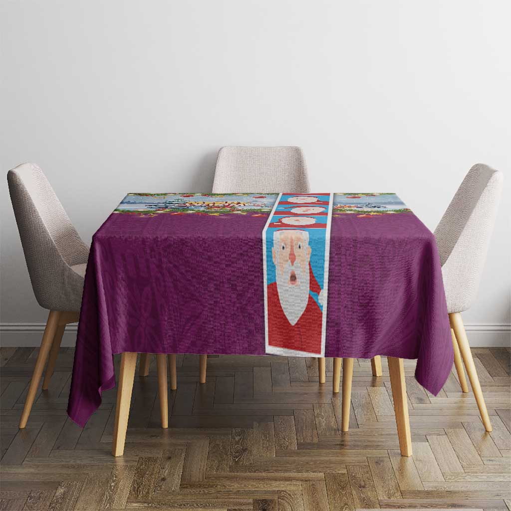 Merry Christmas Tablecloth Funny Santa Claus Cards Photo and Polynesian Pattern Pink Color LT03 - Polynesian Pride