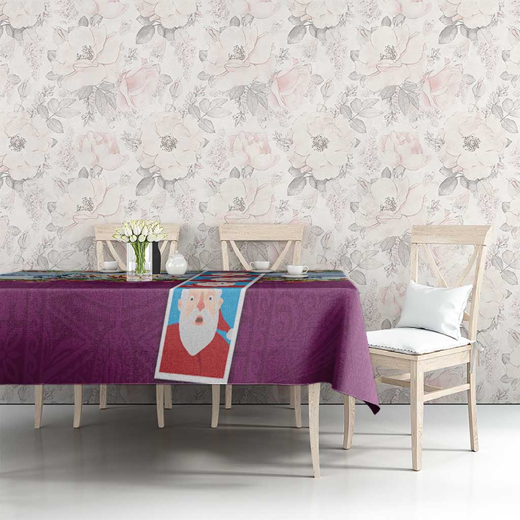 Merry Christmas Tablecloth Funny Santa Claus Cards Photo and Polynesian Pattern Pink Color LT03 - Polynesian Pride