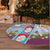 Merry Christmas Tree Skirt Funny Santa Claus Cards Photo and Polynesian Pattern Pink Color