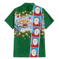 Merry Christmas Family Matching Mermaid Dress and Hawaiian Shirt Funny Santa Claus Cards Photo and Polynesian Pattern Green Color LT03 - Polynesian Pride