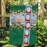 Merry Christmas Garden Flag Funny Santa Claus Cards Photo and Polynesian Pattern Green Color LT03 Garden Flag Green - Polynesian Pride